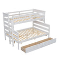Wood Twin Over Full Bunk Bed With 2 Drawers, White Box Spring Not Required White Wood Bedroom Bunk Solid Wood Mdf