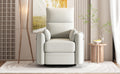 Upholstered Swivel Recliner Manual Rocker Recliner Chair Baby Nursery Chair With Two Removable Pillows For Living Room, Beige Beige Foam Linen