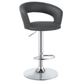 Grey And Chrome Adjustable Bar Stool Solid Grey Dining Room Spot Clean Contemporary,Modern Bar Stools Open Back Foam Upholstered