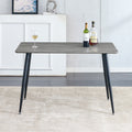 Industrial Style Rectangular Gray Wood Grain Table With Mdf Tabletop And Black Iron Legs, Suitable For Kitchens, Restaurants, And Living Rooms47.2