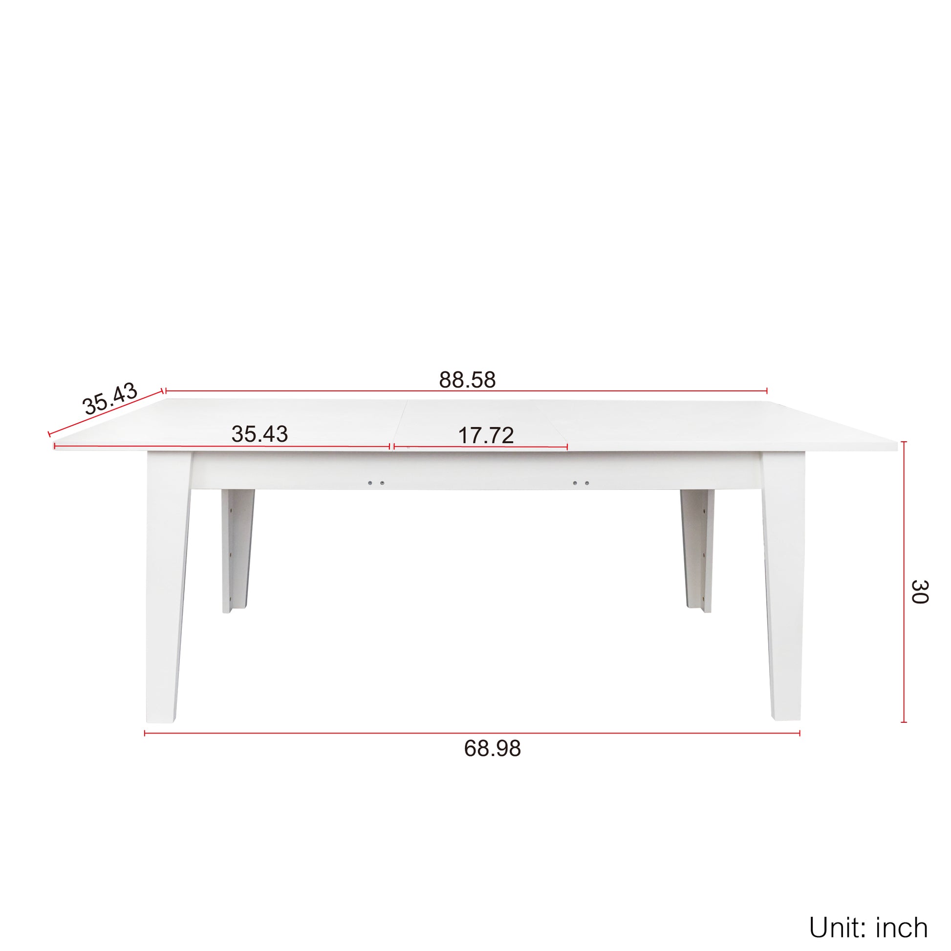 Dining Table106.3 In Large Extendable Kitchen Table White Mdf