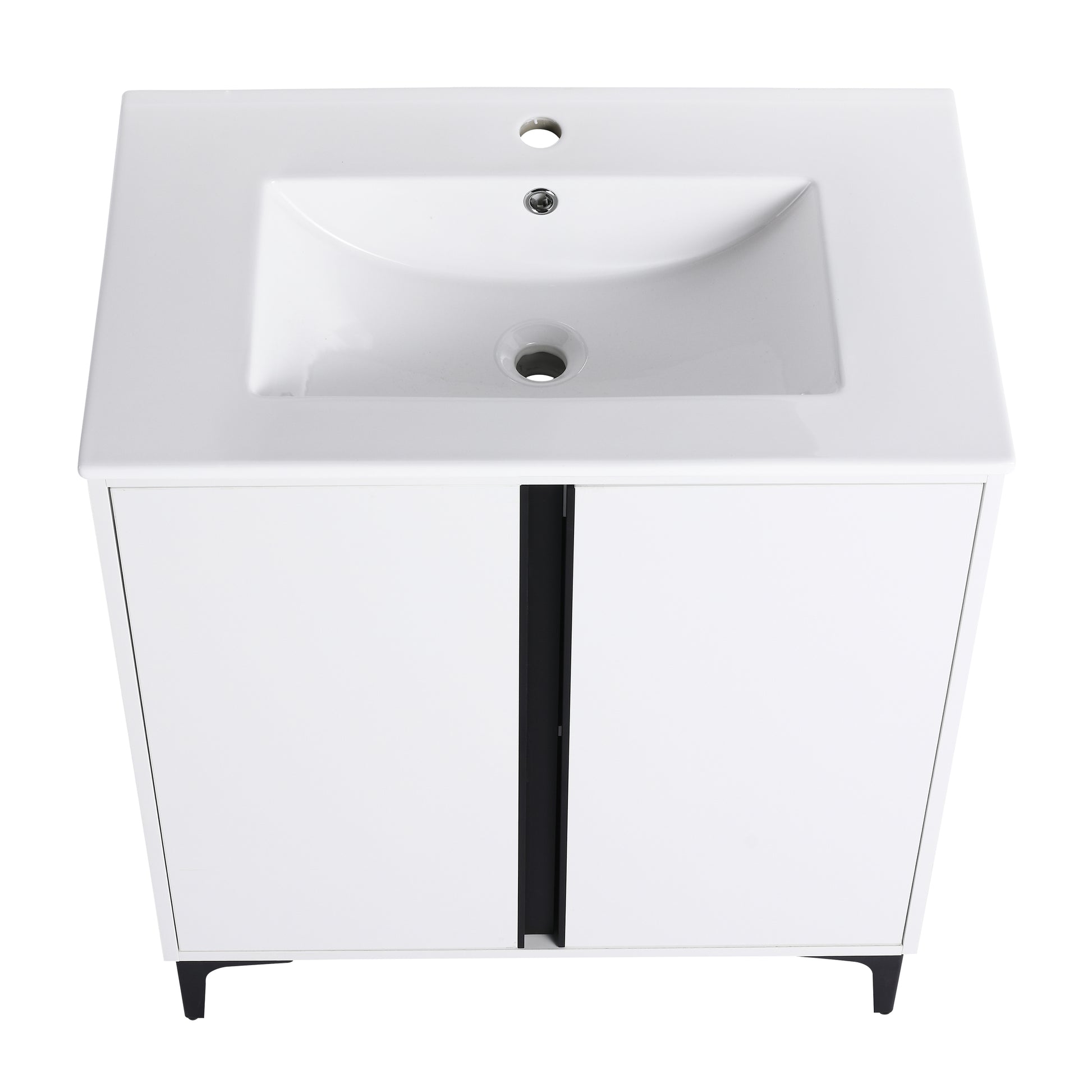 30" Freestanding Bathroom Vanity With Ceramic Sink Bvb06730Wh Bl9075B White 2 Bathroom Freestanding Modern Plywood