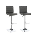 Grey And Chrome Adjustable Bar Stool Set Of 2 Solid Grey Dining Room Spot Clean Contemporary,Modern Bar Stools Solid Back Foam Upholstered