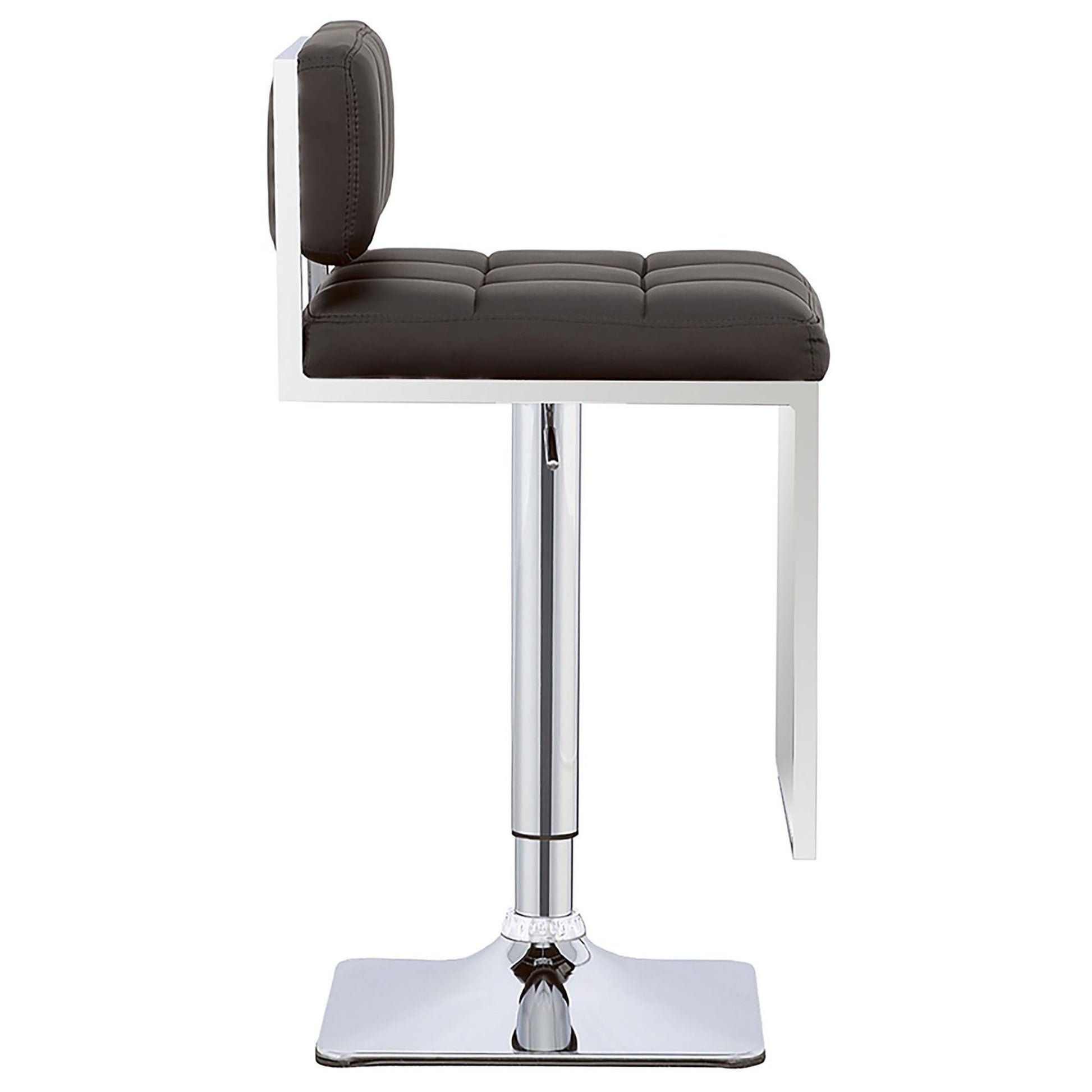 Black And Chrome Adjustable Bar Stool Solid Black Dining Room Spot Clean Rectangular Contemporary,Modern Bar Stools Solid Back Foam Upholstered