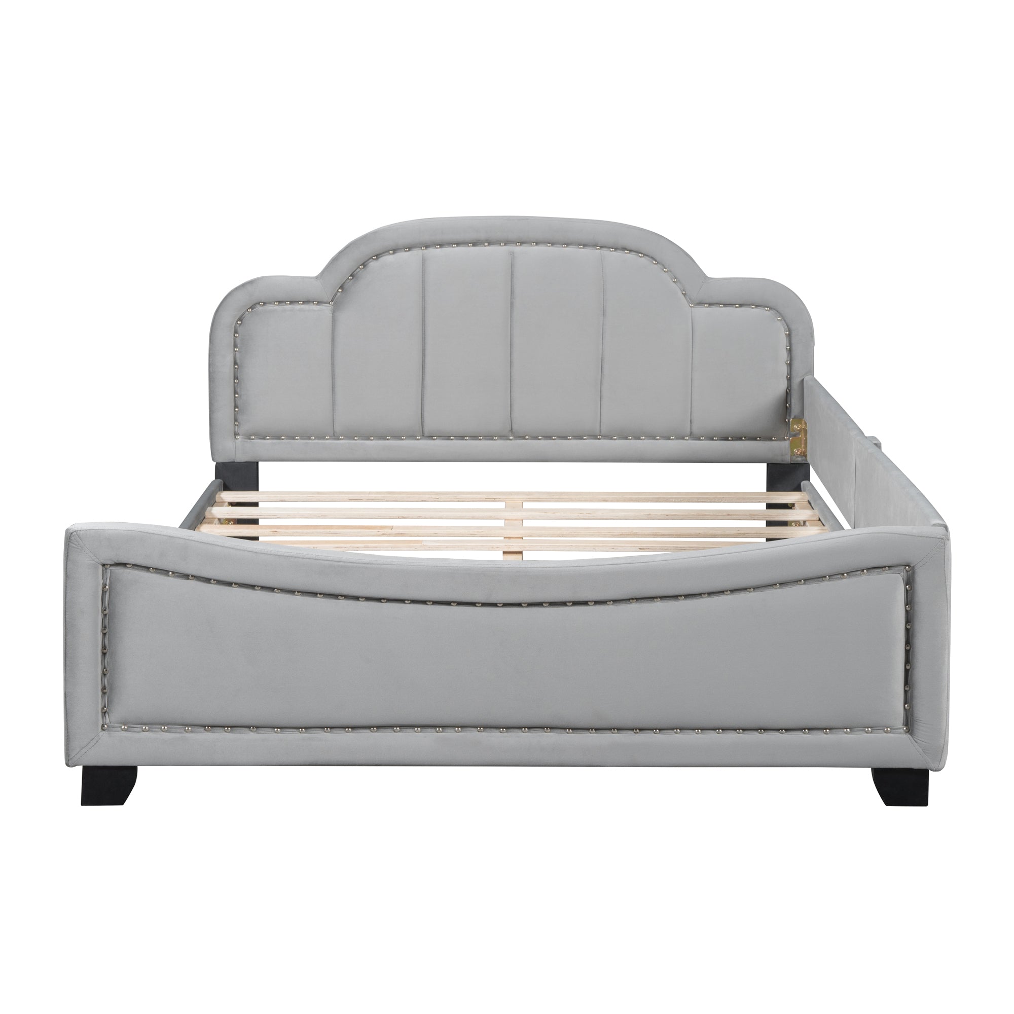 Full Size Upholstered Daybed with Cloud Shaped gray-velvet