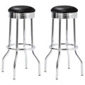 Black And Chrome Bar Height Stool Set Of 2 Solid Black Dining Room Wipe Clean Contemporary,Modern Bar Stools Foam Metal