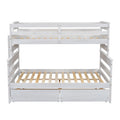 Wood Twin Over Full Bunk Bed With 2 Drawers, White Box Spring Not Required White Wood Bedroom Bunk Solid Wood Mdf