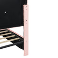 Queen Size Upholstered Platform Bed With Height Adjustable Headboard And Under Bed Storage Space,Pink Pink Upholstered