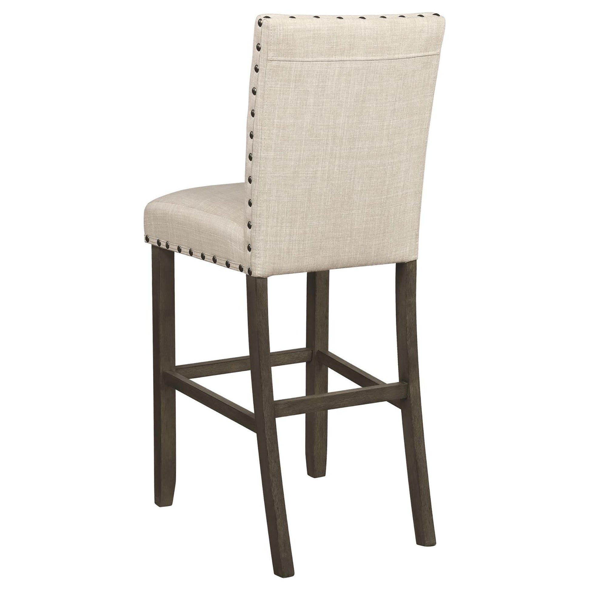 Beige Bar Stool With Trim Set Of 2 Solid Beige Brown Light Brown Dining Room Spot Clean Rectangular Transitional Bar Stools Rubberwood Solid Back Foam Upholstered