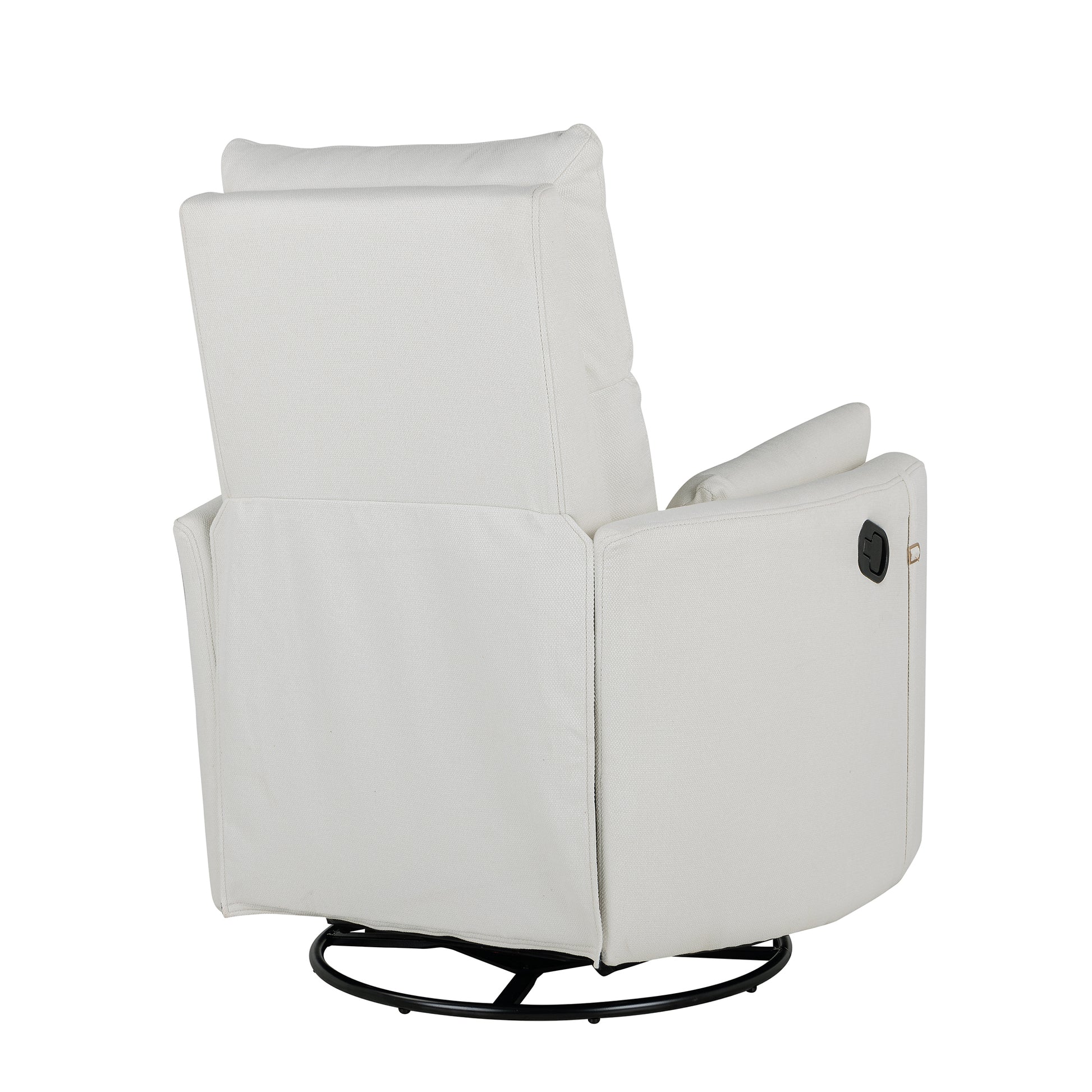 Upholstered Swivel Recliner Manual Rocker Recliner Chair Baby Nursery Chair With Two Removable Pillows For Living Room, Beige Beige Foam Linen