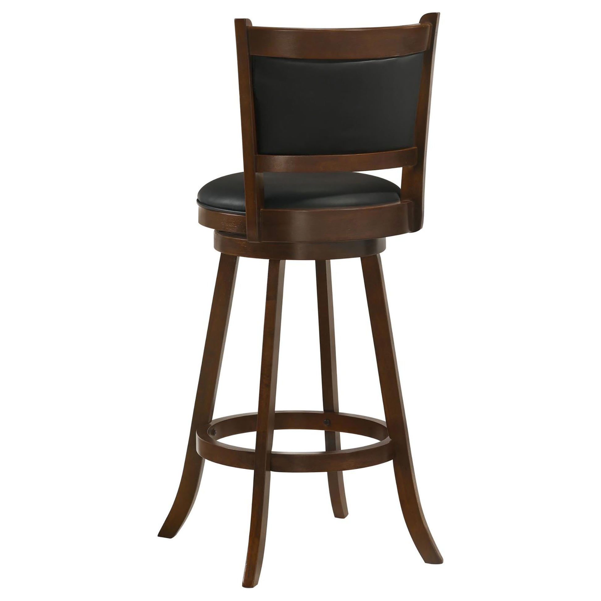 Chestnut And Black Swivel Stool Set Of 2 Solid Black Brown Espresso Dining Room Spot Clean Transitional Bar Stools Rubberwood Open Back Foam Wood Fabric