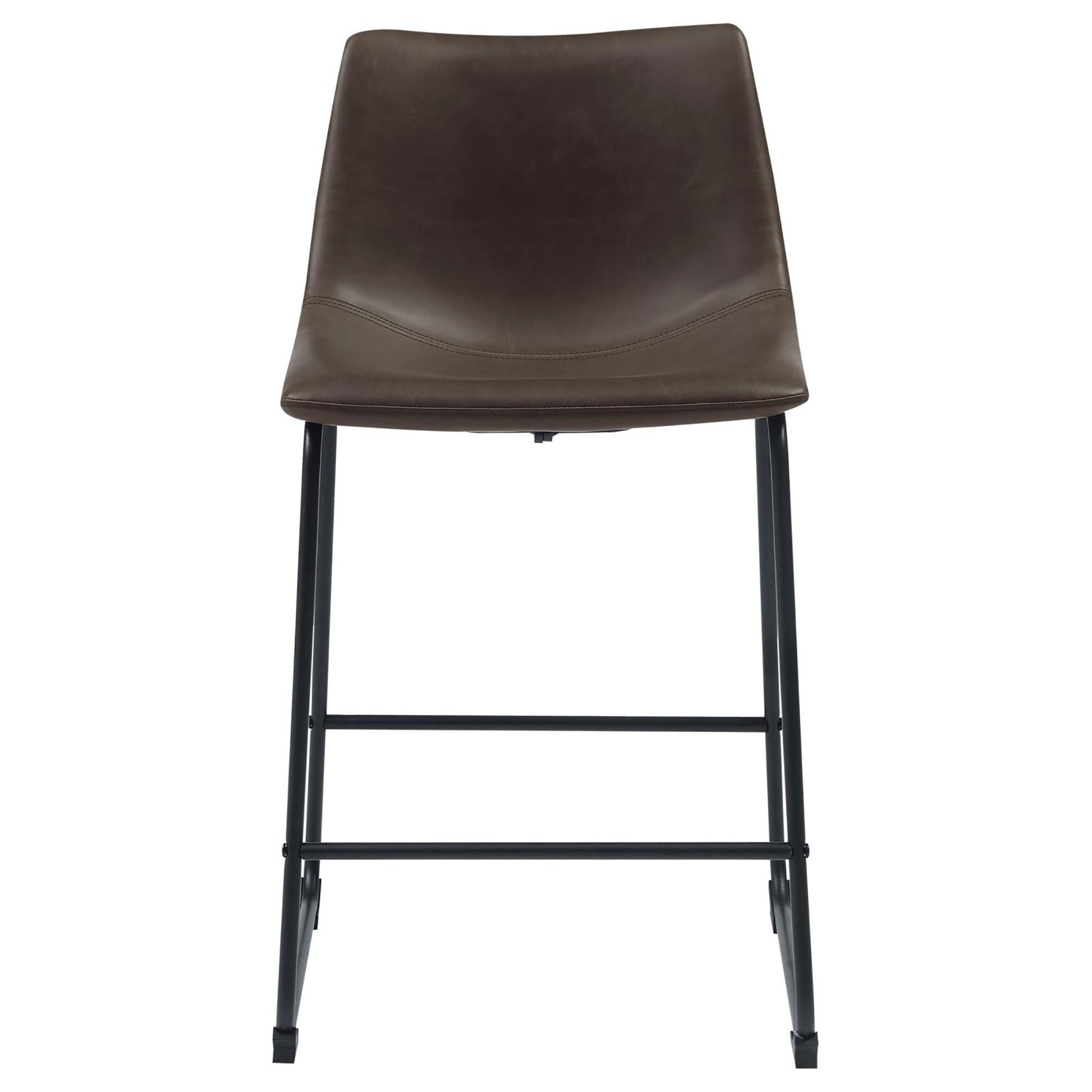 Brown And Black Armless Counter Height Stools Set Of 2 Solid Brown Dining Room Spot Clean Industrial Bar Stools Solid Back Foam Upholstered