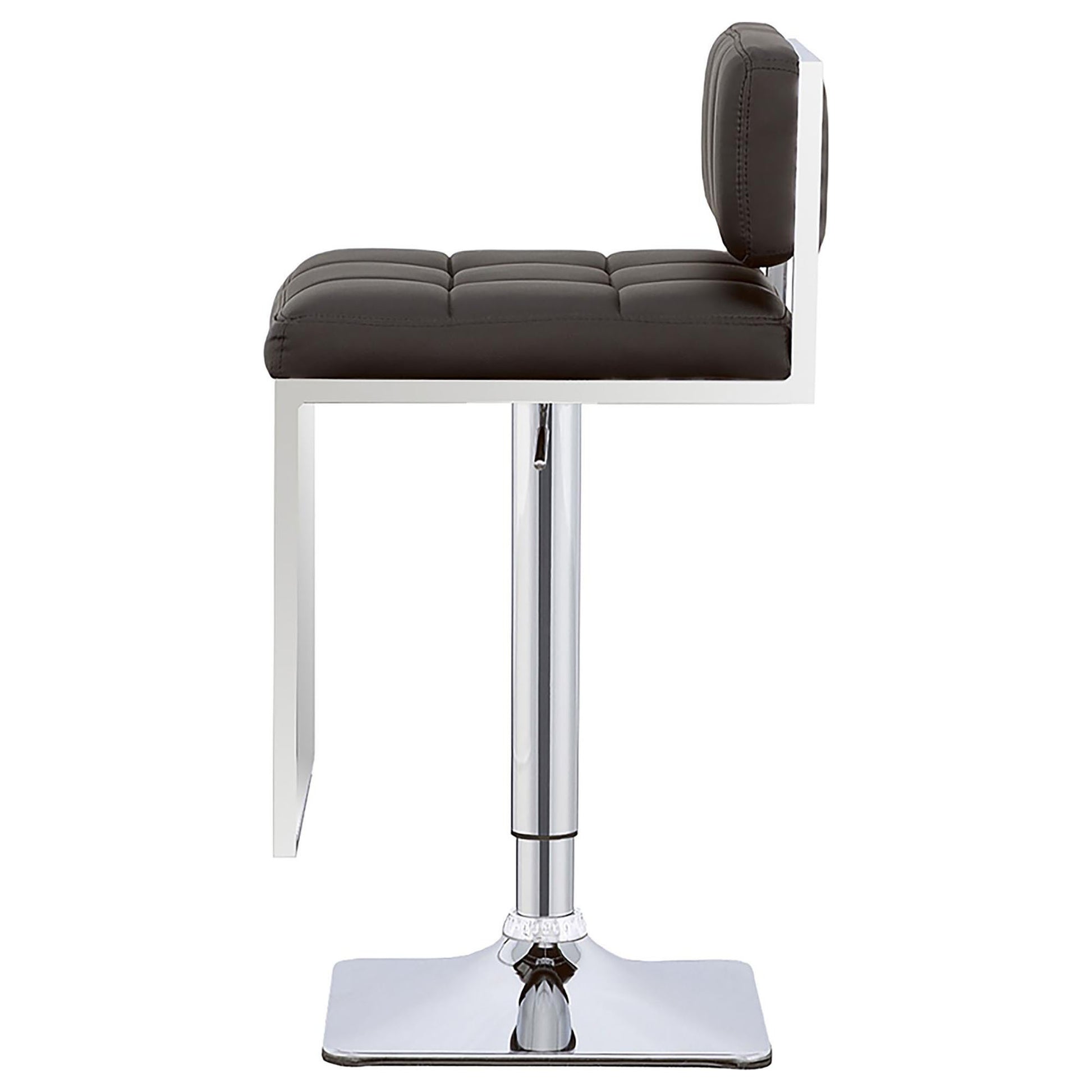 Black And Chrome Adjustable Bar Stool Solid Black Dining Room Spot Clean Rectangular Contemporary,Modern Bar Stools Solid Back Foam Upholstered