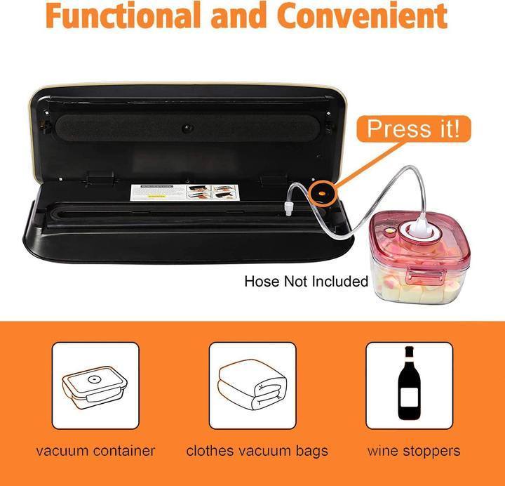 Food Vacuum Sealer Machine Strong Suction Power Dry And Moist Mode Starter Kit For Food Preservation And Sous Vide Silver Metal