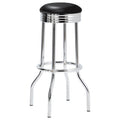 Black And Chrome Bar Height Stool Set Of 2 Solid Black Dining Room Wipe Clean Contemporary,Modern Bar Stools Foam Metal