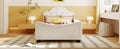 Twin Size Upholstered Daybed With Cloud Shaped Headboard, Embedded Elegant Copper Nail Design, Beige Beige Velvet