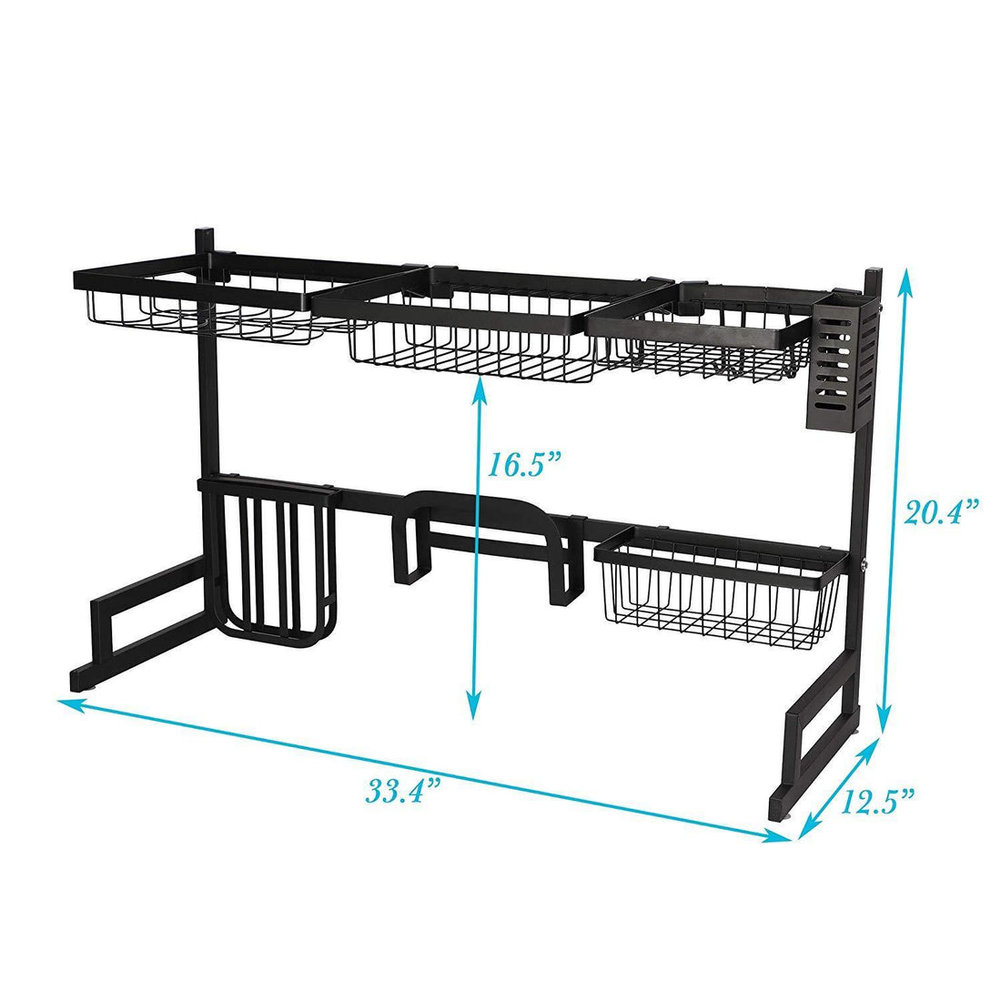 Over The Sink Dish Drying Rack Stainless Steel Kitchen Supplies Storage Shelf Drainer Organizer Black Metal