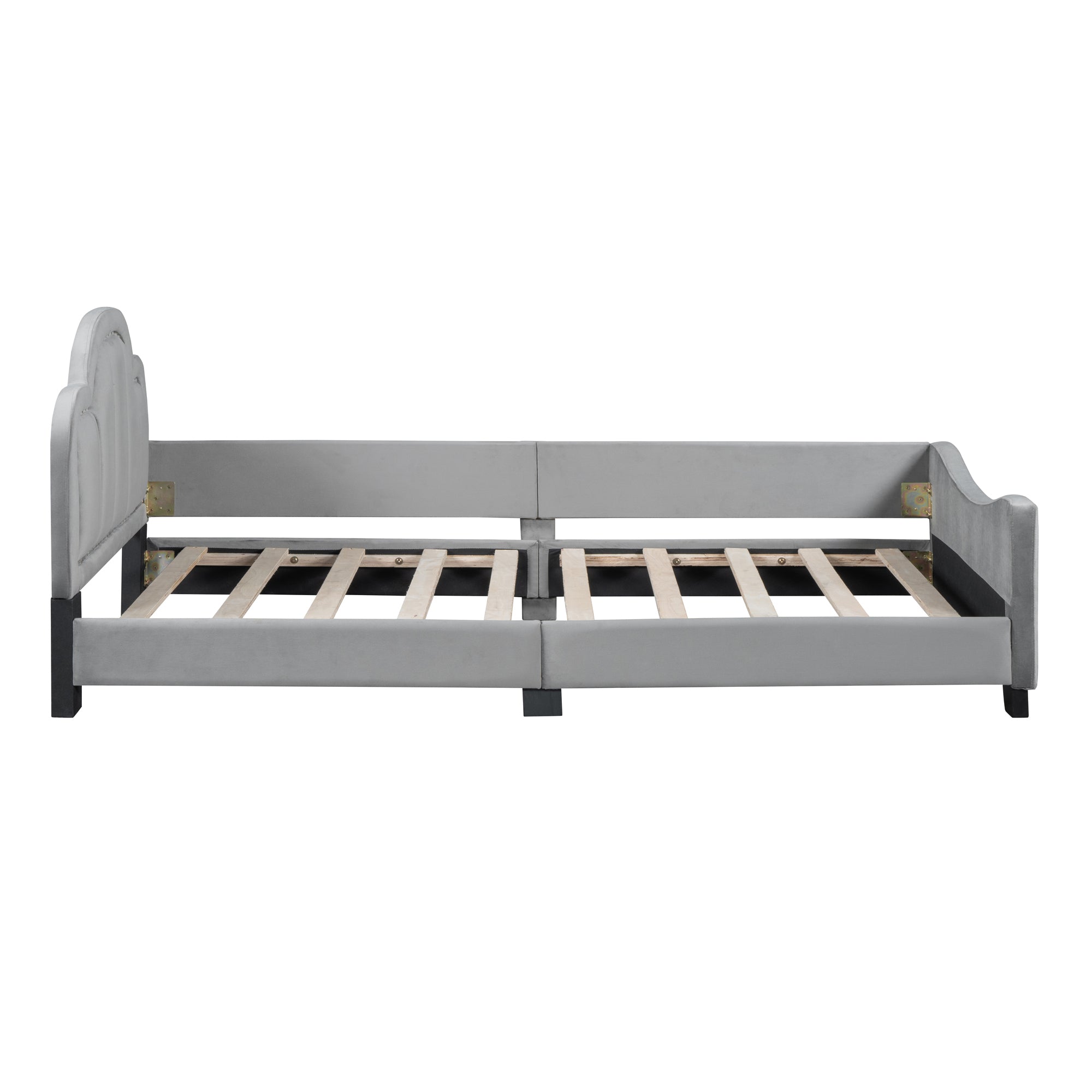 Twin Size Upholstered Daybed with Cloud Shaped gray-velvet