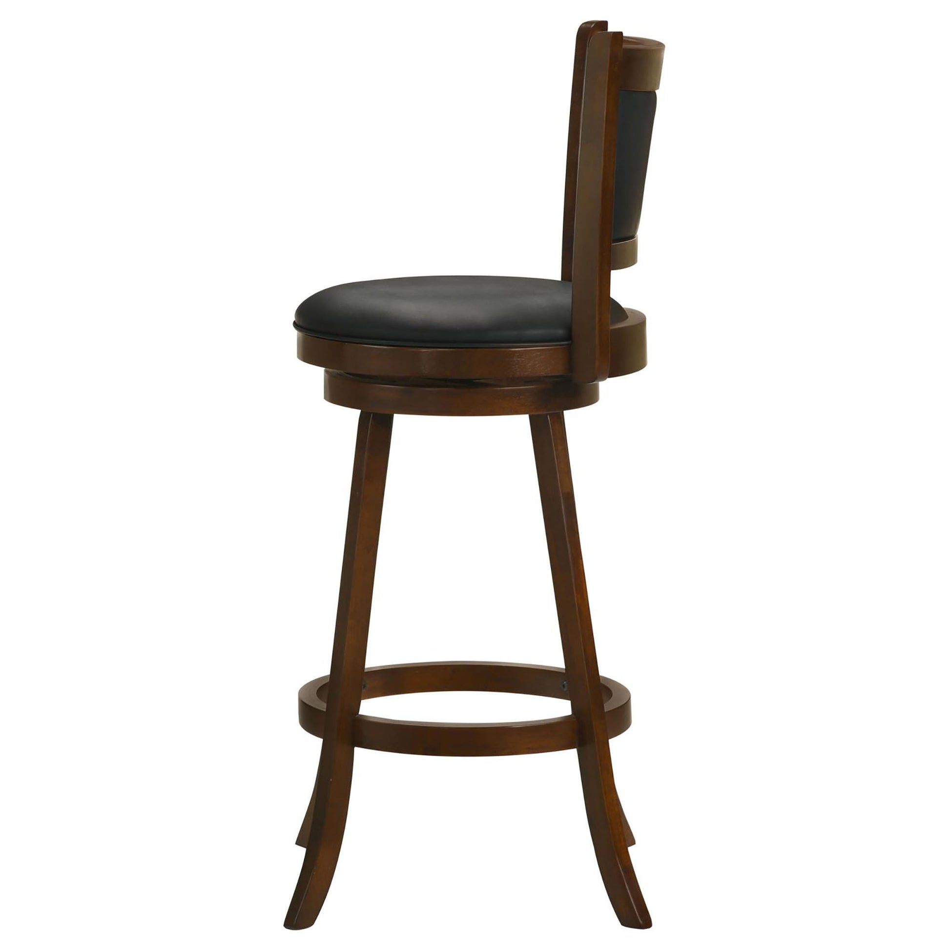 Chestnut And Black Swivel Stool Set Of 2 Solid Black Brown Espresso Dining Room Spot Clean Transitional Bar Stools Rubberwood Open Back Foam Wood Fabric