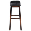 Black And Cappuccino Upholestered Bar Stool Set Of 2 Solid Black Brown Dining Room Spot Clean Rectangular Transitional Bar Stools Rubberwood Foam Faux Leather