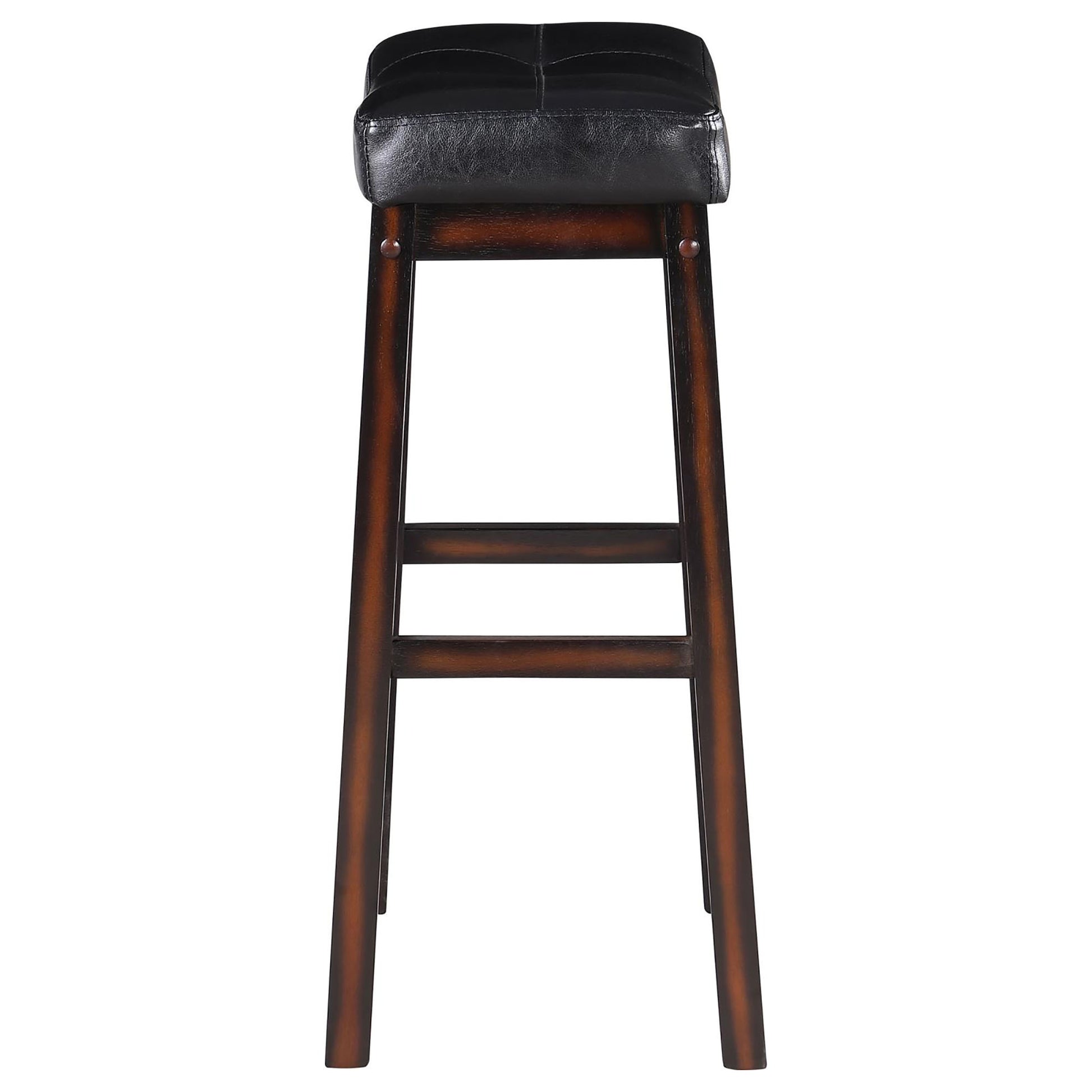 Black And Cappuccino Upholestered Bar Stool Set Of 2 Solid Black Brown Dining Room Spot Clean Rectangular Transitional Bar Stools Rubberwood Foam Faux Leather