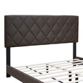 Brown Queen Size Adjustable Upholstered Bed Frame Stain Resistant Pvc Leather Plaid Design Simple Style Box Spring Not Required Queen Brown Wood Espresso Bedroom Classic,Minimalist,Shabby Chic Rubberwood Adjustable Bedbase Fiber Foam And Polyester Fiber