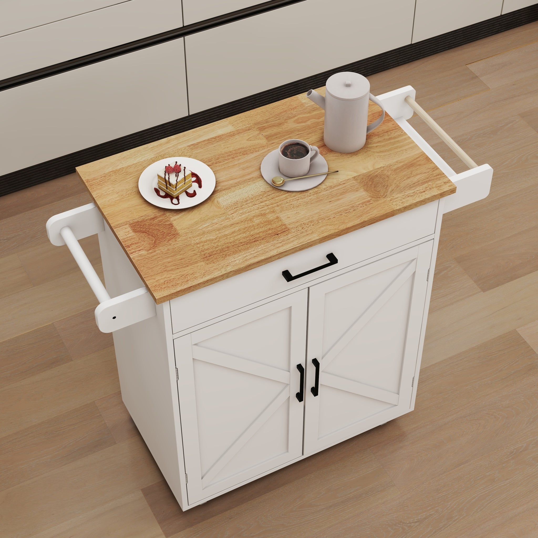 Kitchen island rolling trolley cart with