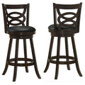 Cappuccino Swivel Bar Height Stool Set Of 2 Solid Black Espresso Dining Room Spot Clean Traditional Bar Stools Rubberwood Open Back Foam Wood