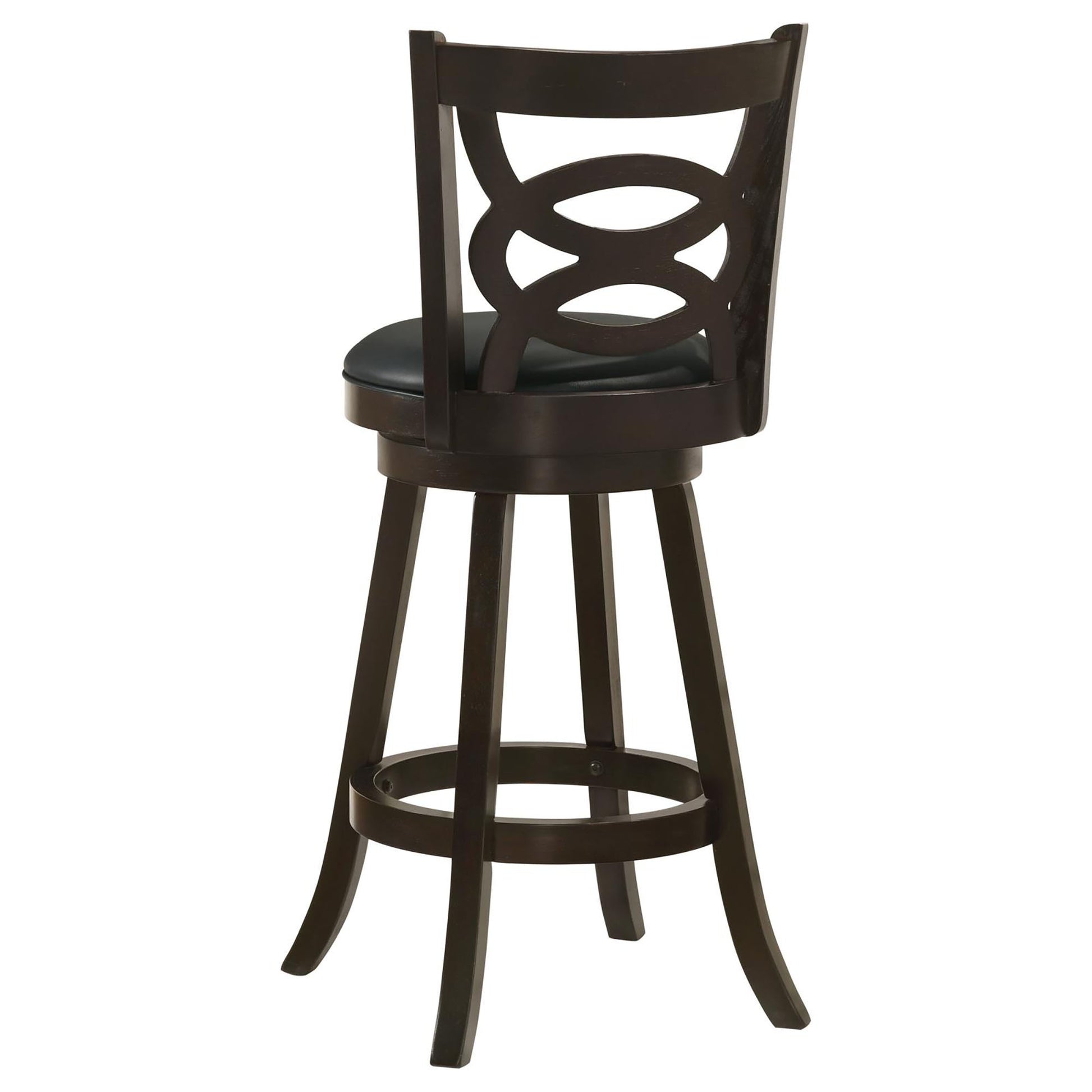 Cappuccino Swivel Bar Height Stool Set Of 2 Solid Black Espresso Dining Room Spot Clean Traditional Bar Stools Rubberwood Open Back Foam Wood