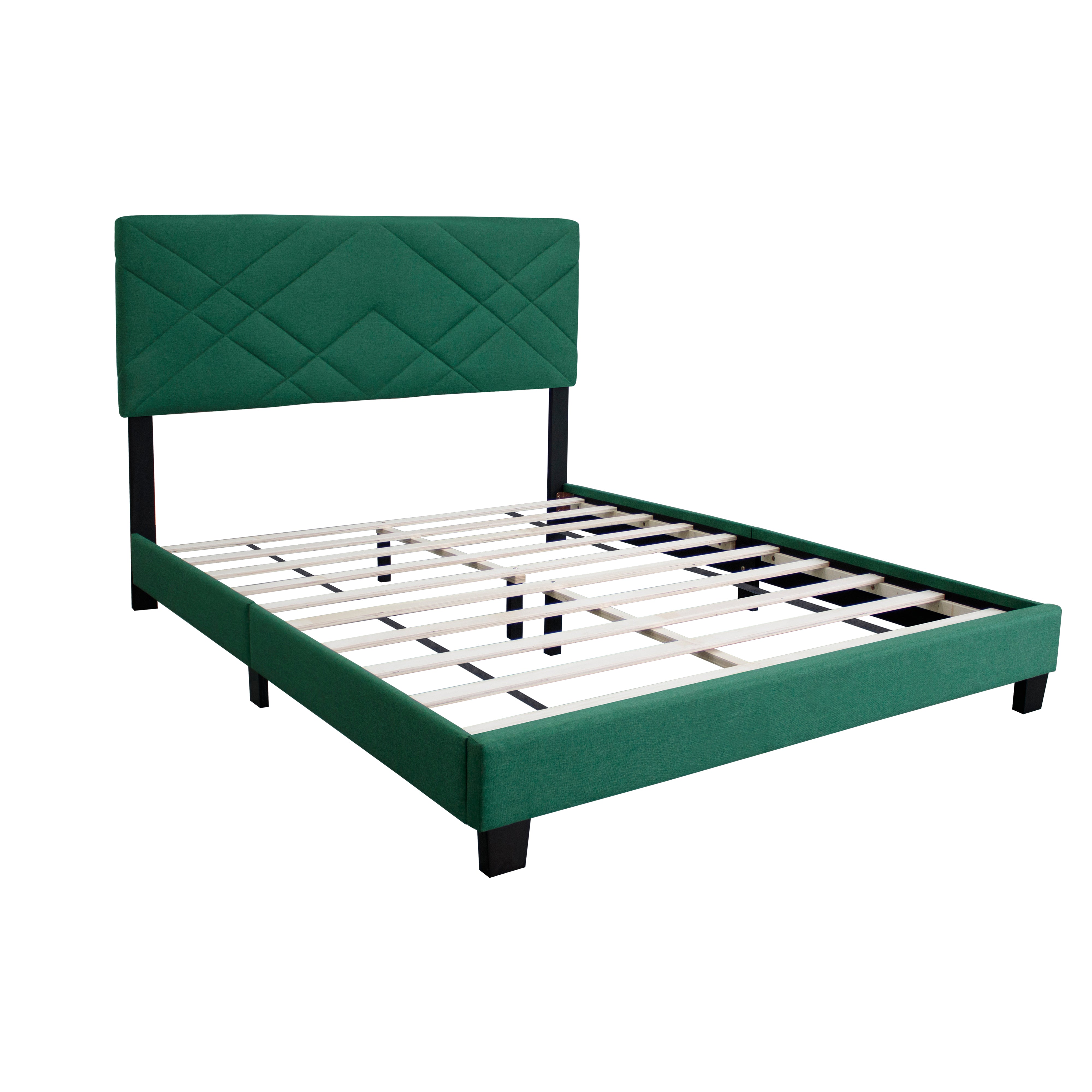 Green Queen size bed flame Last Offer‼️ Green Queen Size Bed Frame With Adjustable Headboard Super Affordable