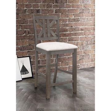 Barn Grey And Light Khaki Counter Height Stool Set Of 2 Solid Grey Gray Dining Room Spot Clean Rectangular Farmhouse,Rustic Bar Stools Rubberwood Open Back Foam Wood