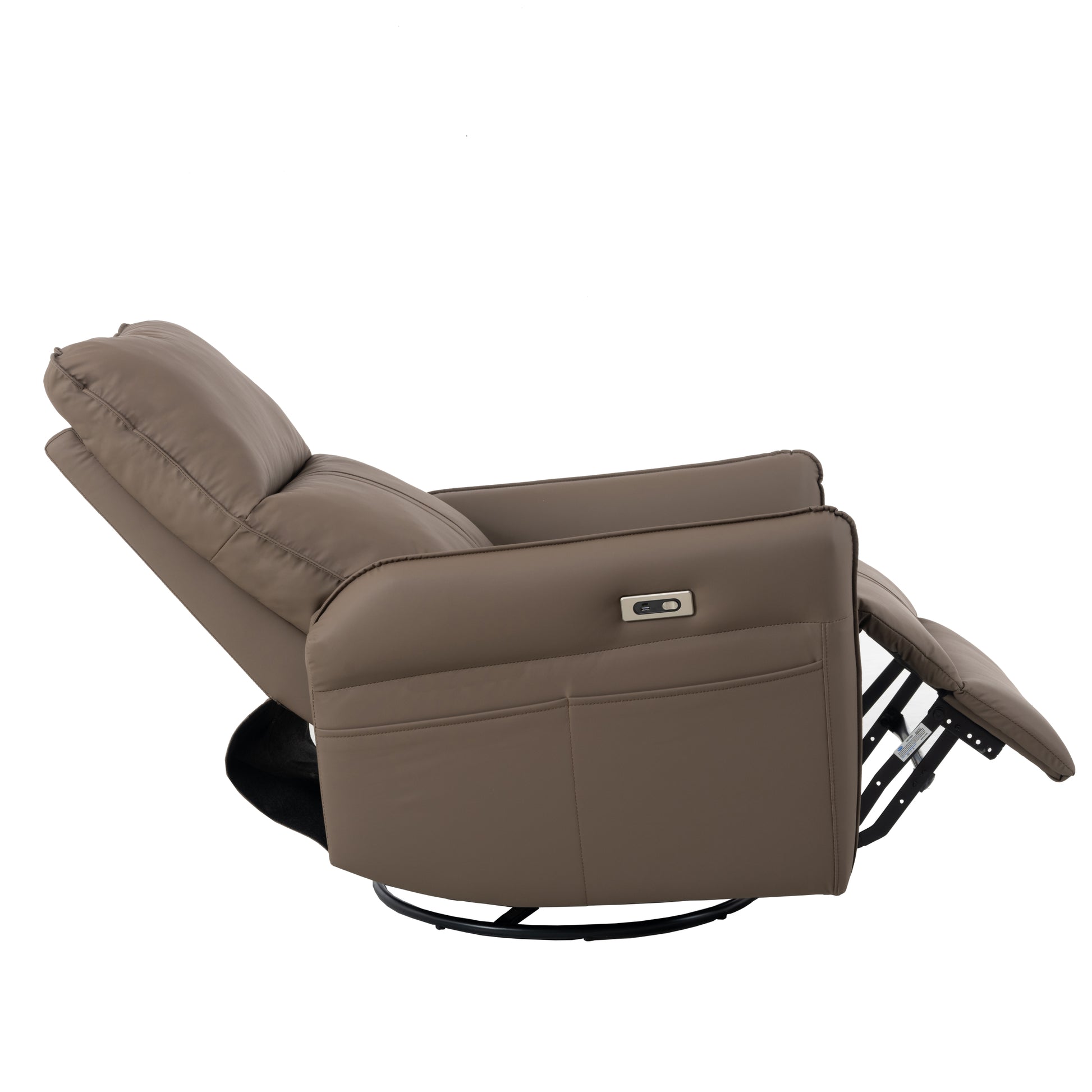 270 Power Swivel Rocker Recliner Chair, Electric Glider Reclining Sofa With Usb Ports, Power Swivel Glider, Rocking Chair Nursery Recliners For Living Room Bedroom Brown Solid Brown Light Brown Primary Living Space Foam Wipe Clean Rectangular