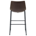 Brown And Black Armless Bar Stool Set Of 2 Solid Brown Dining Room Spot Clean Industrial Bar Stools Solid Back Foam Upholstered