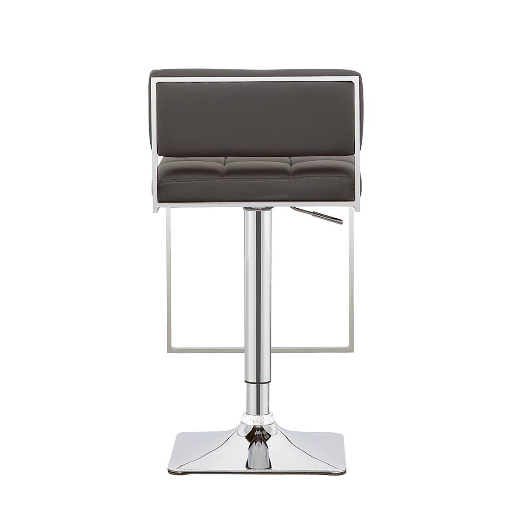 Grey And Chrome Adjustable Bar Stool Solid Grey Dining Room Spot Clean Rectangular Contemporary,Modern Bar Stools Solid Back Foam Upholstered