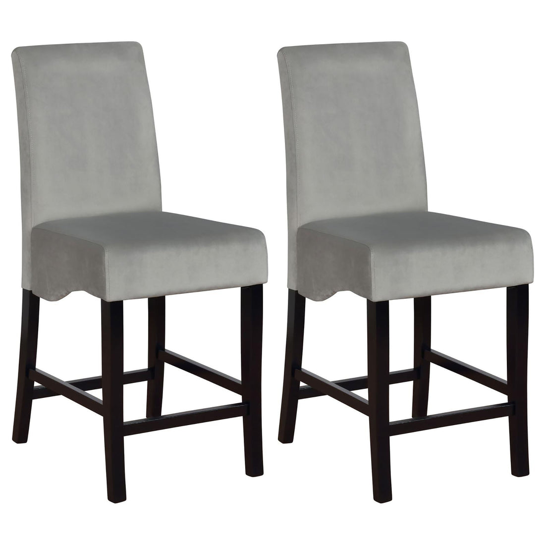 Dark Grey And Black Upholestered Counter Stools Set Of 2 Solid Grey Dining Room Spot Clean Contemporary,Modern Bar Stools Rubberwood Solid Back Foam Upholstered