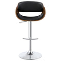 Black And Chrome Adjustable Bar Stool Solid Black Dining Room Spot Clean Mid Century Modern Bar Stools Solid Back Wood