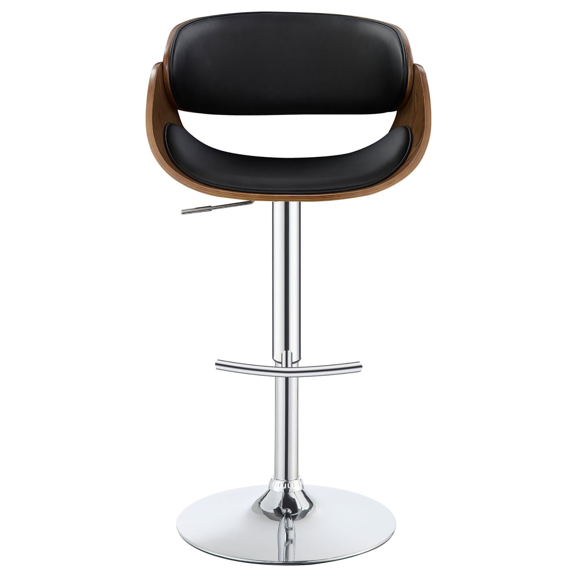 Black And Chrome Adjustable Bar Stool Solid Black Dining Room Spot Clean Mid Century Modern Bar Stools Solid Back Wood