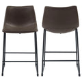 Brown And Black Armless Counter Height Stools Set Of 2 Solid Brown Dining Room Spot Clean Industrial Bar Stools Solid Back Foam Upholstered