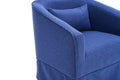 Swivel Barrel Chair With Ottoman, Swivel Accent Chairs Armchair For Living Room, Reading Chairs For Bedroom Comfy, Round Barrel Chairs With Black Metal Base Blue Blue Primary Living Space Modern Linen