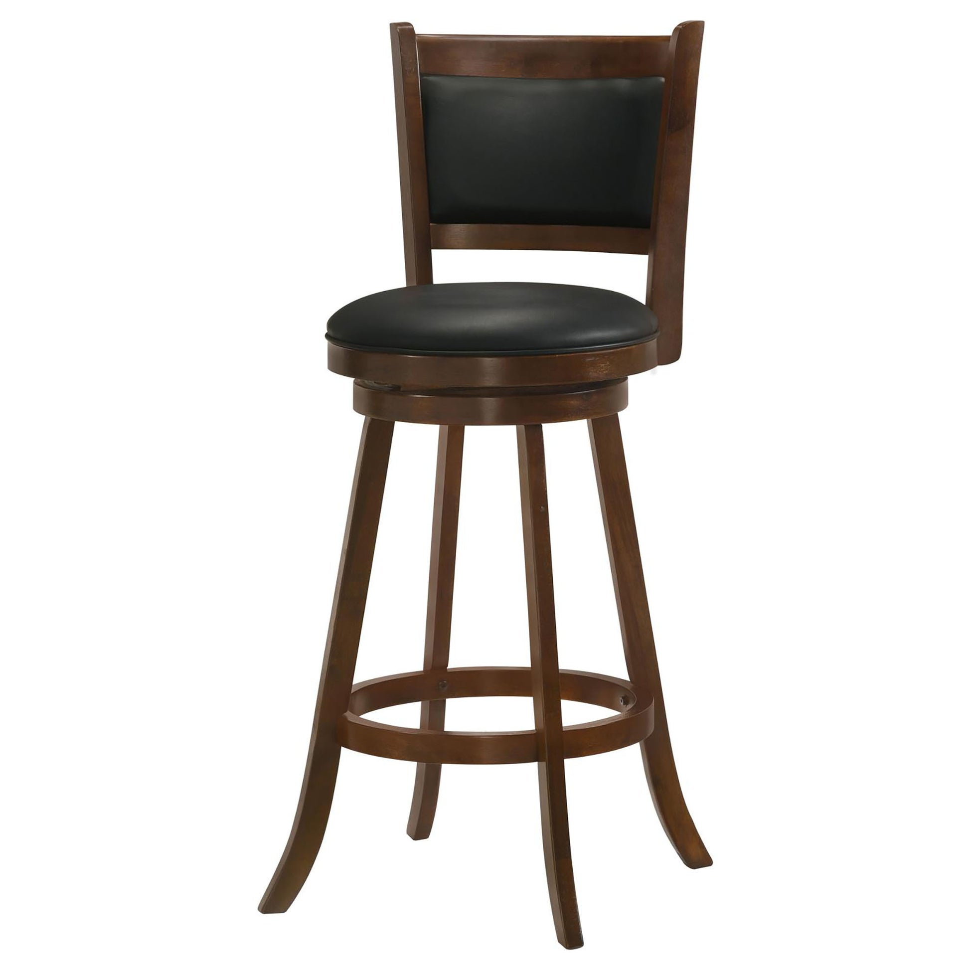 Chestnut And Black Swivel Stool Set Of 2 Solid Black Brown Espresso Dining Room Spot Clean Transitional Bar Stools Rubberwood Open Back Foam Wood Fabric