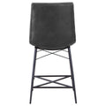 Grey Tufted Counter Height Stools Set Of 2 Solid Black Dining Room Industrial Bar Stools Tufted Back Foam Upholstered