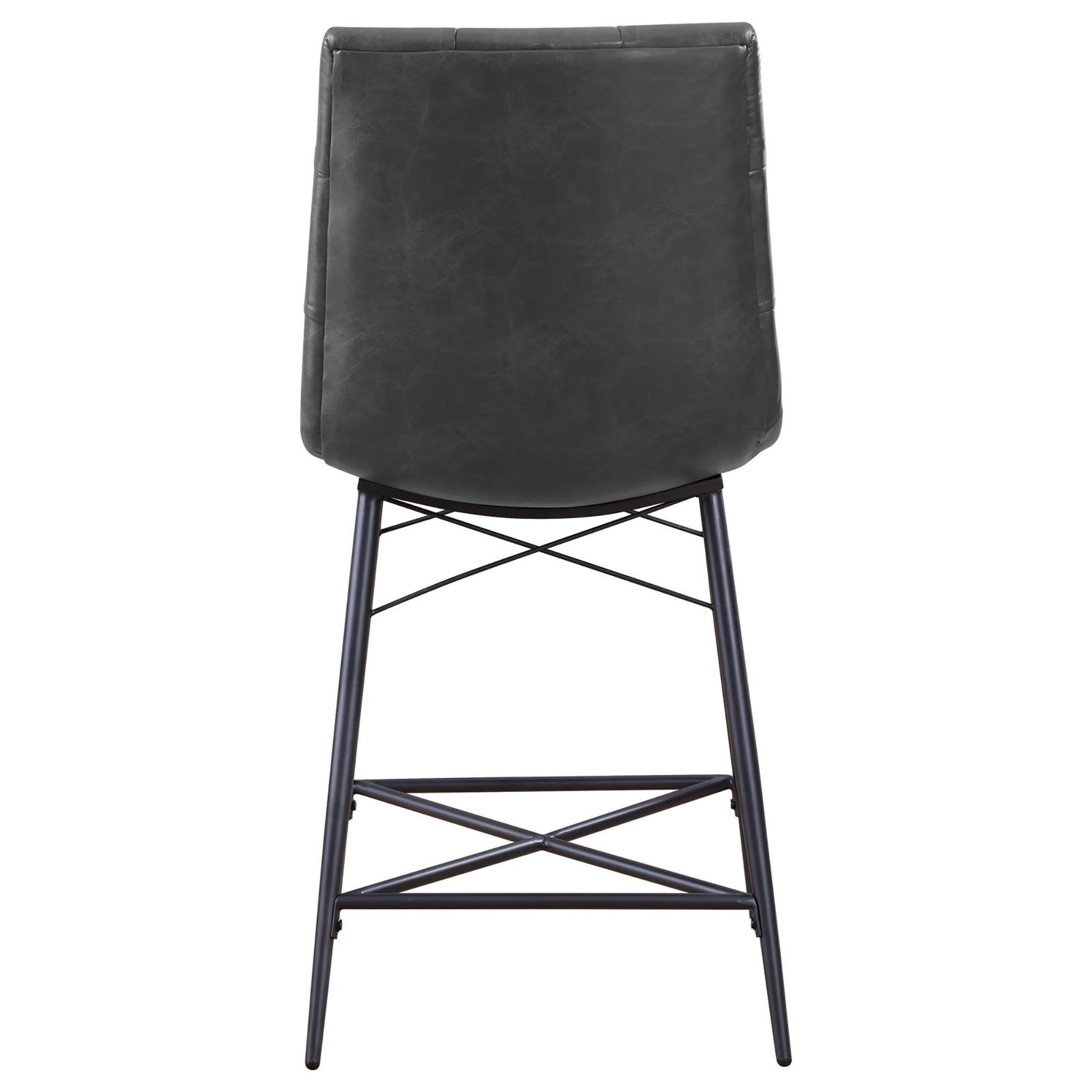 Grey Tufted Counter Height Stools Set Of 2 Solid Black Dining Room Industrial Bar Stools Tufted Back Foam Upholstered