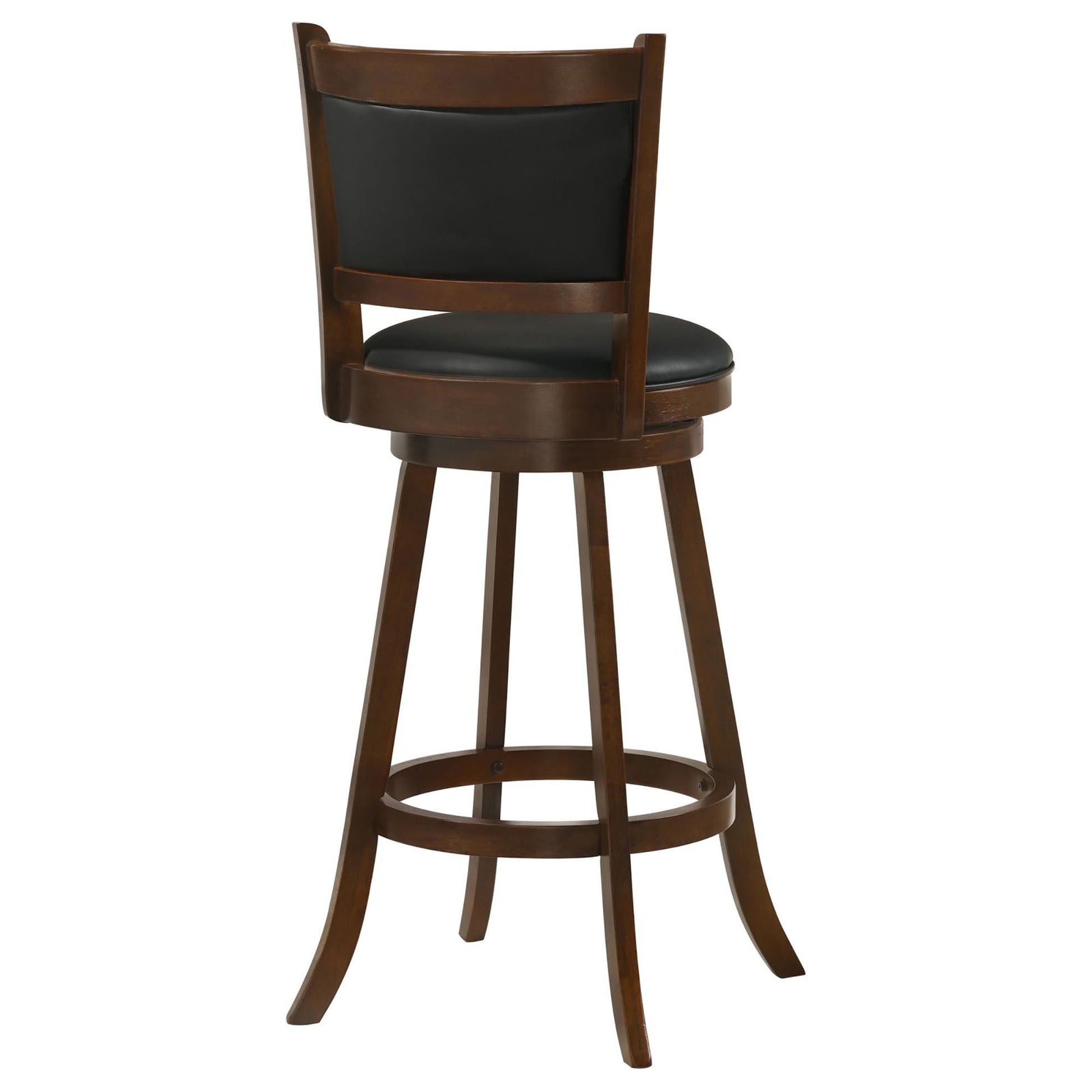 Chestnut And Black Swivel Stool Set Of 2 Solid Black Brown Espresso Dining Room Spot Clean Transitional Bar Stools Rubberwood Open Back Foam Wood Fabric