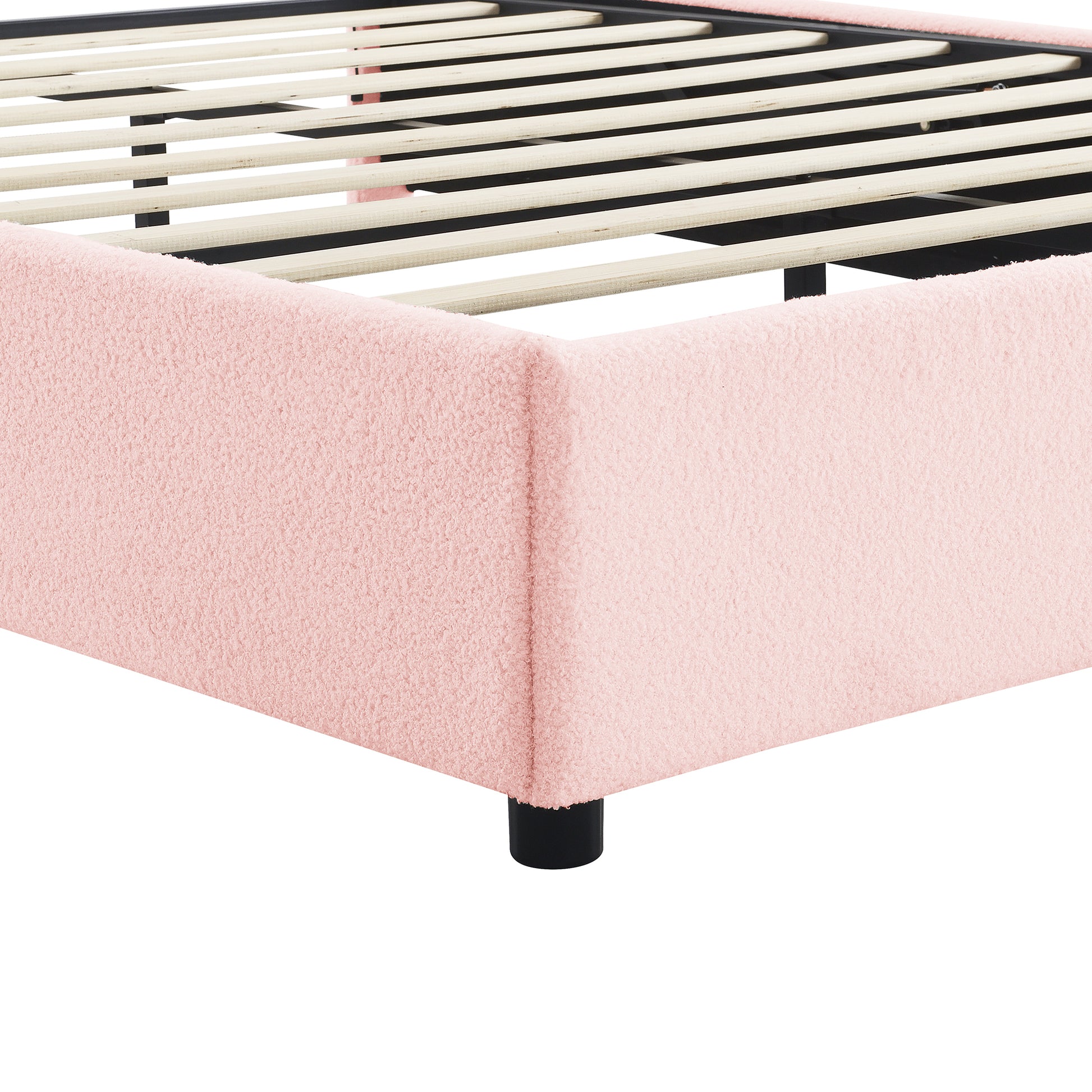 Queen Size Upholstered Platform Bed With Height Adjustable Headboard And Under Bed Storage Space,Pink Pink Upholstered