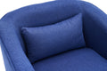 Swivel Barrel Chair With Ottoman, Swivel Accent Chairs Armchair For Living Room, Reading Chairs For Bedroom Comfy, Round Barrel Chairs With Black Metal Base Blue Blue Primary Living Space Modern Linen