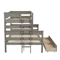 Wood Twin Over Full Bunk Bed With 2 Drawers, Gray Box Spring Not Required Gray Wood Bedroom Bunk Solid Wood Mdf