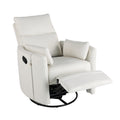 Upholstered Swivel Recliner Manual Rocker Recliner Chair Baby Nursery Chair With Two Removable Pillows For Living Room, Beige Beige Foam Linen