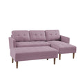 Pink Fabric Right Facing Sectional Sofa Bedl Shape Sofa Chaise Lounge With Ottoman Bench Pink Wood Tufted Back Square Arms Foam Fabric 3 Seat