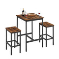 Bar Table Set, Square Bar Table With 2 Bar Chairs, Industrial Style Bar Chairs For Kitchen Breakfast Table, Bar, Living Room, Banquet Hall, Space Saving, Rustic Brown And Black,23.6 Lx23.6 Wx35.4 H Rustic Brown Particle Board