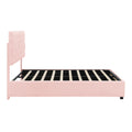 Queen Size Upholstered Platform Bed With Height Adjustable Headboard And Under Bed Storage Space,Pink Pink Upholstered